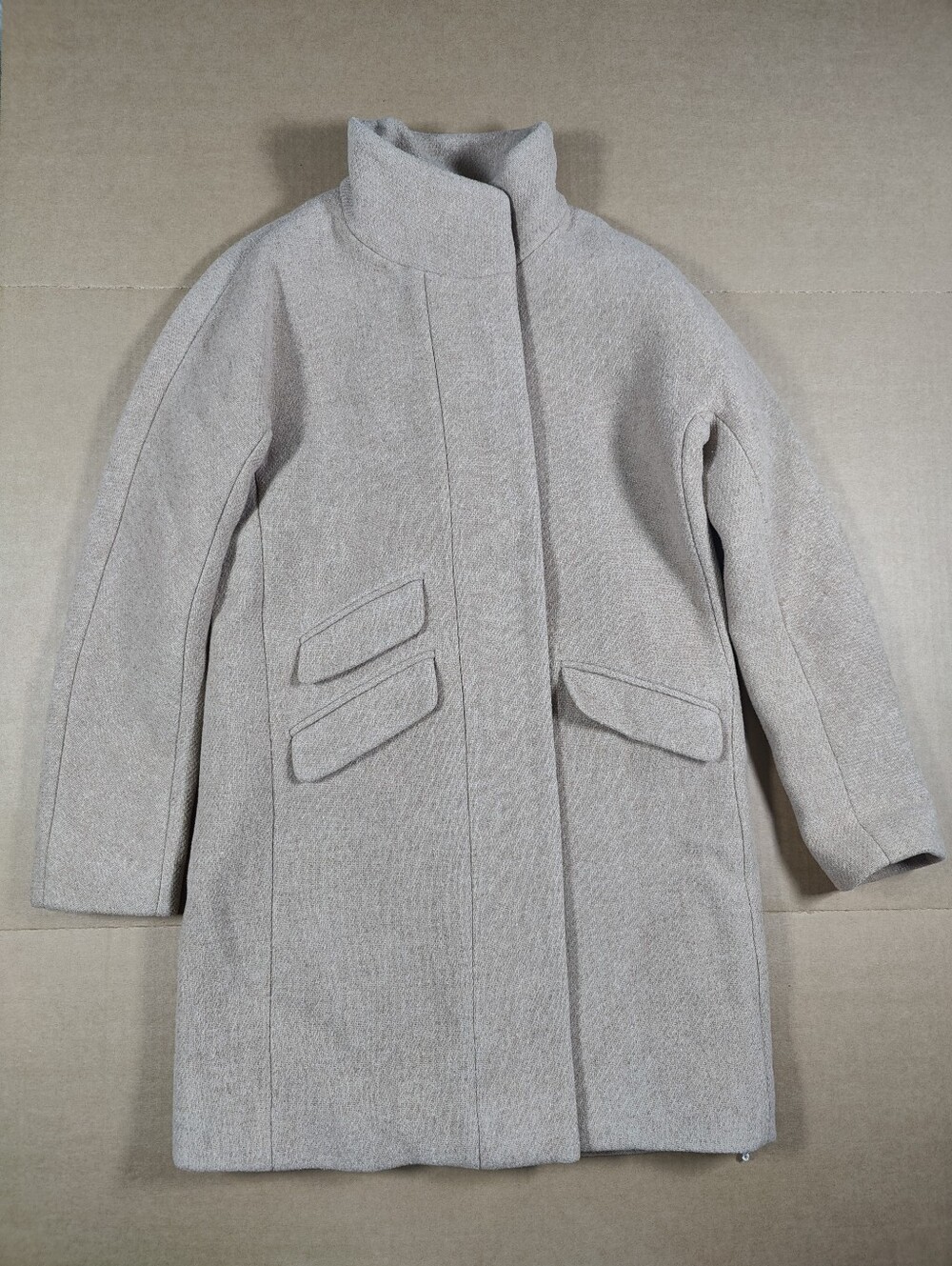 J. Crew Women Wool Beige Nello Gori Italian Stadium Cloth Cacoon Car Coat Size 0